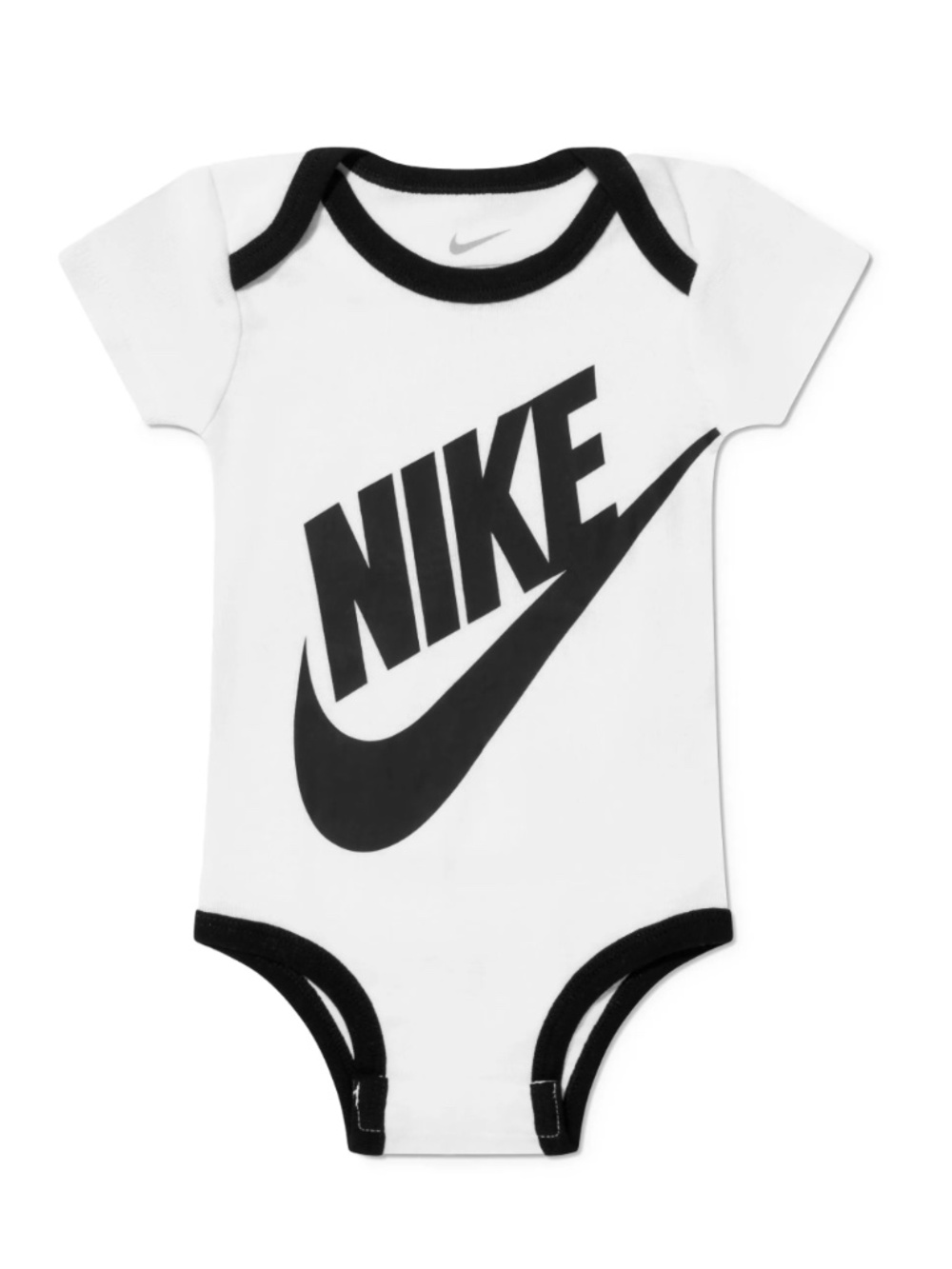 Nike White & Black Logo Baby One-Piece Bodysuit – Size 0–6 Months EUC